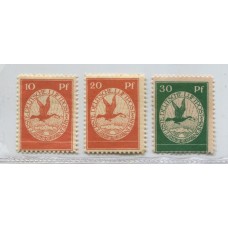 ALEMANIA 1912 MICHEL 1/3 SERIE COMPLETA DE ESTAMPILLAS NUEVAS CON GOMA, HERMOSA CONDICION